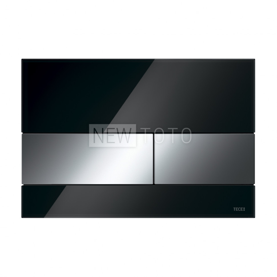 Стеклянная панель смыва для унитаза TECEsquare, стекло черное, клавиши хром глянцевый фото №1