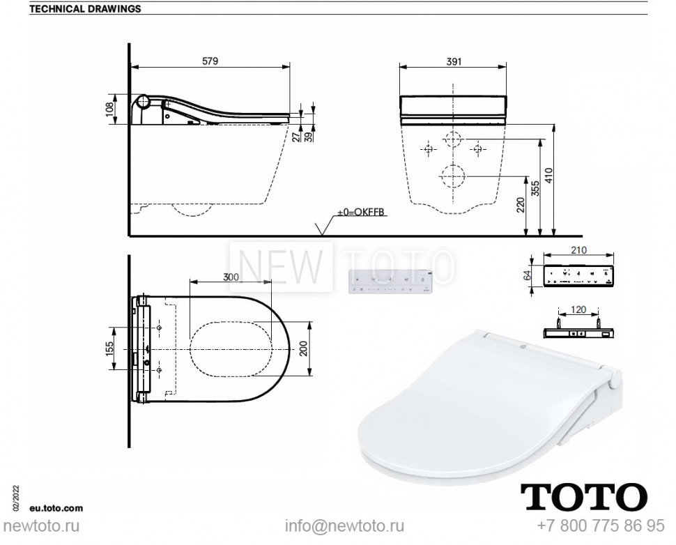 Крышка-биде TOTO Washlet RW белый + подвесной унитаз RP фото №16