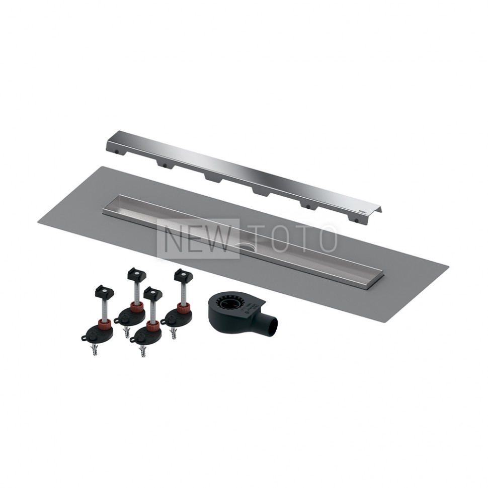 TECEdrainline. Комплект для монтажа дренажного канала, панель "steel II", сатин, с мембраной фото №1